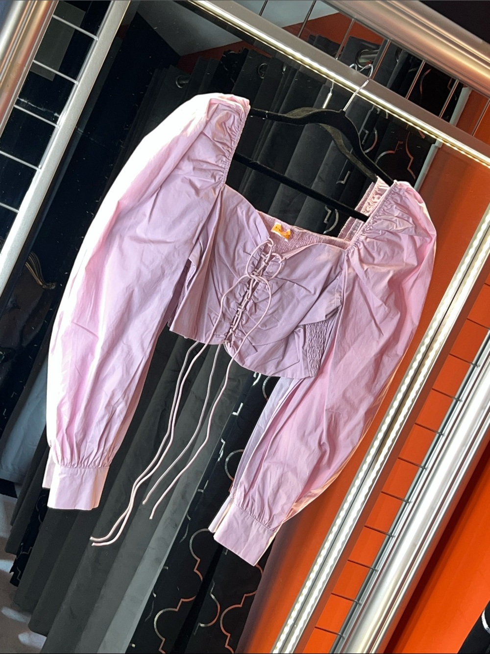 Highlight Luxe Pink Puffy Sleeve Corset Style Crop Top 🎀